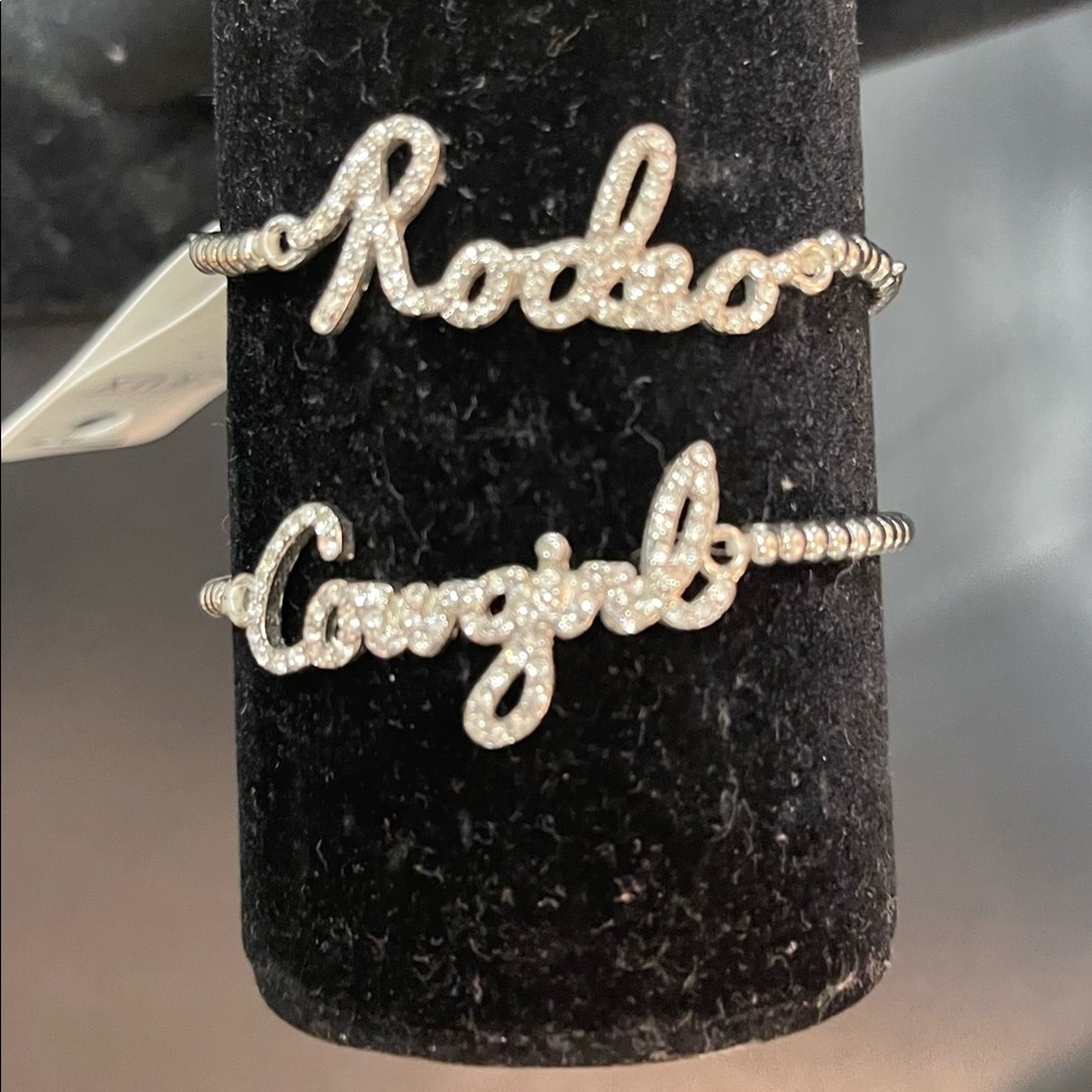 Rhinestone bracelets. Rodeo cowgirl.